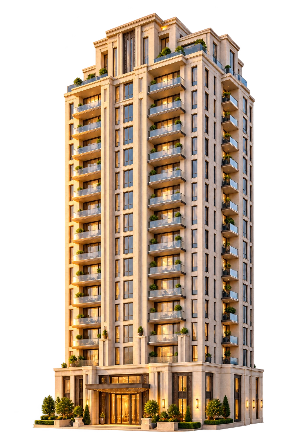 Elegant limestone residential tower